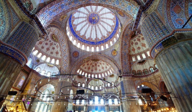 Inside the famous Blue Mosque
